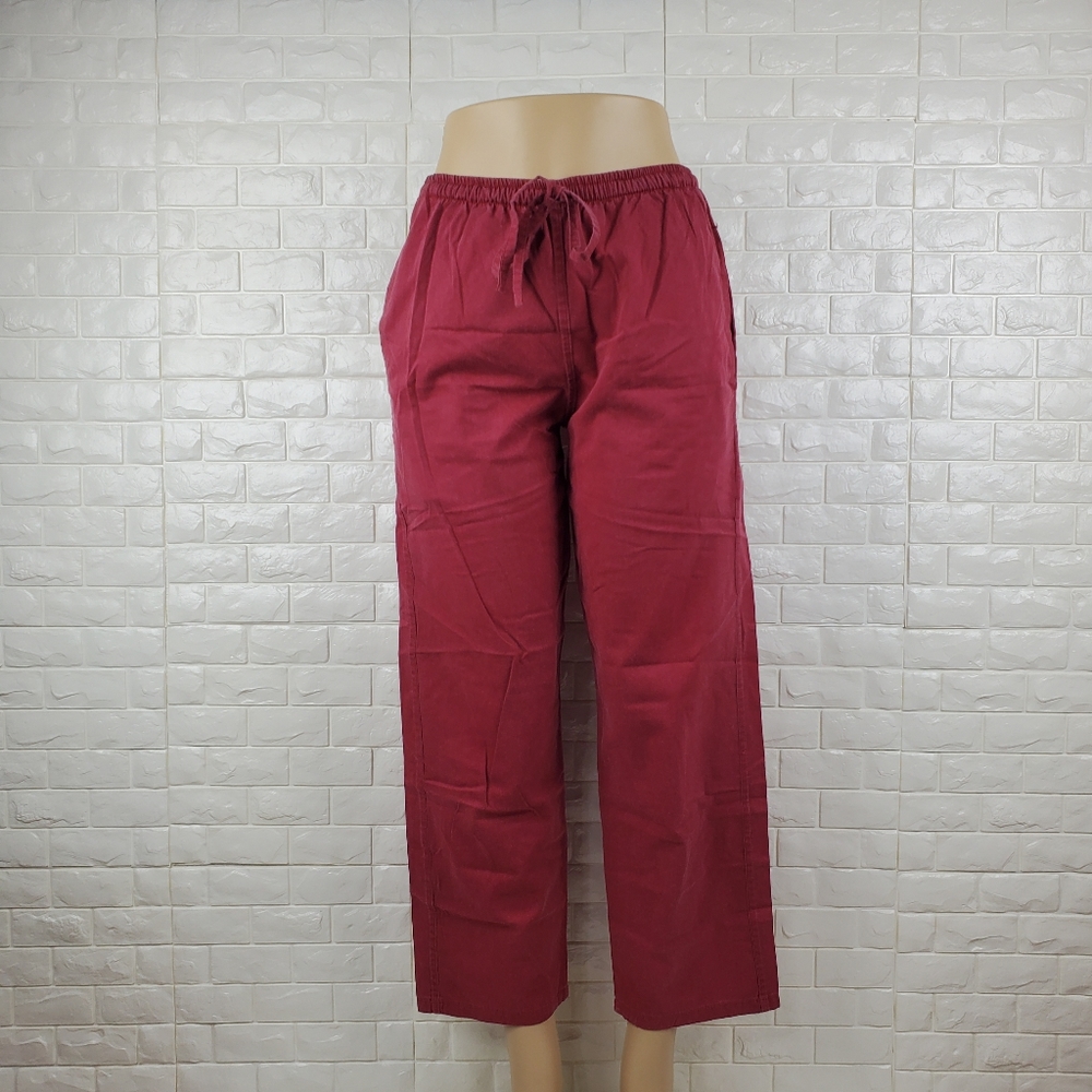 Small Red Stretch Waist Pants Women’s Elastic Casual Comfortable Pants - Picture 2 of 5